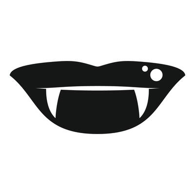 Vampire lips showing fangs biting sensually icon
