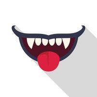 Vampire mouth showing tongue and teeth with long shadow vector