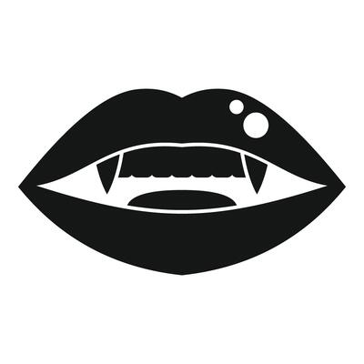 Vampire lips showing fangs, a halloween icon