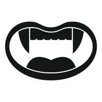 Open vampire mouth showing fangs and tongue, simple icon vector