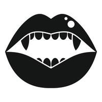 Open vampire mouth with fangs and teeth, simple black and white drawing vector