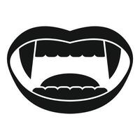 Vampire showing fangs and tongue, simple black and white icon vector