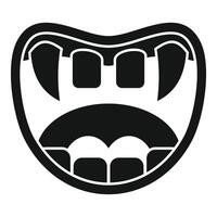Open vampire mouth showing fangs and teeth, simple icon vector