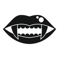 Vampire baring fangs with black lips and white spots, a monochrome depiction of a vampire's grin vector