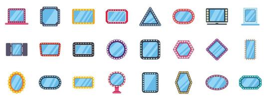 Makeup mirror icons set showing variety of shapes and sizes for beauty and cosmetics use vector