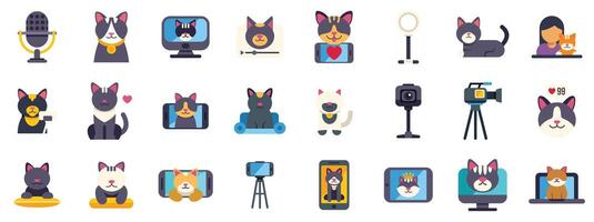 Cats making videos and streaming content online using electronic devices vector