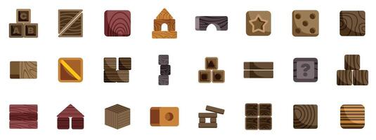 Set of various wooden blocks for creative play and learning vector