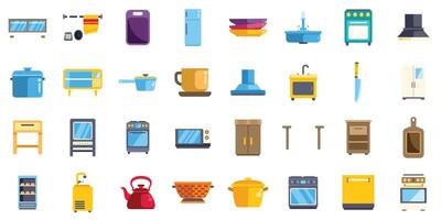 Kitchen appliances and utensils set for cooking and food preparation vector