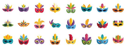 Colorful carnival masks with feathers creating festive atmosphere vector