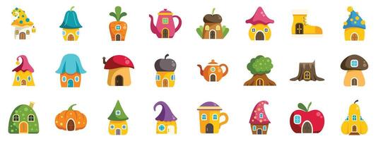 Fairy tale houses featuring whimsical designs and playful shapes for imaginative storytelling vector