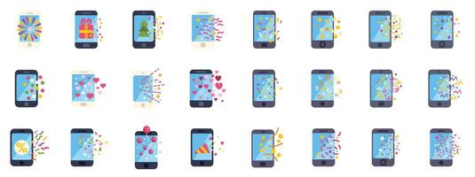 Smartphones exploding with festive confetti and holiday cheer vector