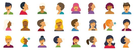 People breathing, talking, whistling, and blowing bubblegum representing various actions of mouth and lungs vector
