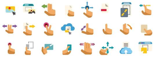 Hand gestures performing actions on touch screen devices vector