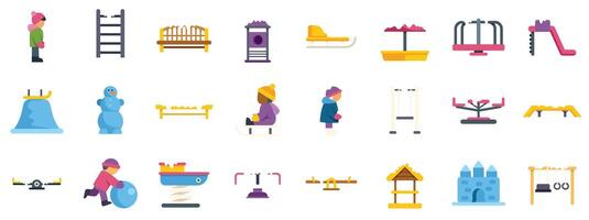 Kids enjoying winter playground, playing with snow and having fun with outdoor activities vector