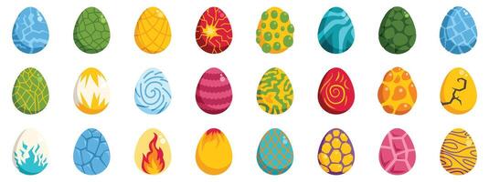Colorful dragon eggs showing different textures and patterns vector