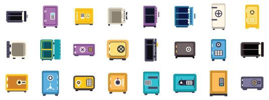 Different colored safes protecting important documents and valuables vector