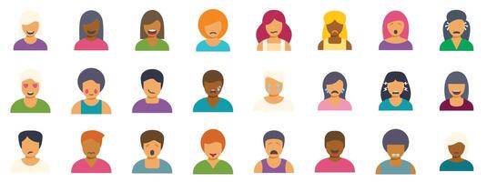 Diverse people avatar showing different facial expressions and emotions vector