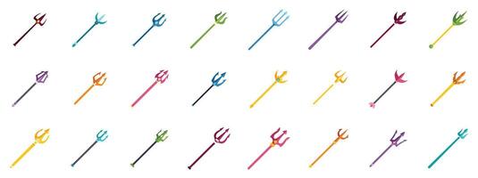 Set of colorful tridents representing power and authority vector