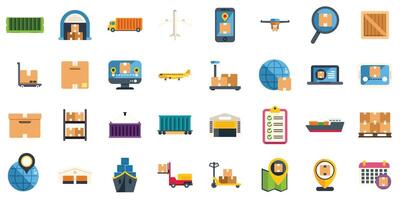 Logistics and delivery icons showing shipping and transportation methods vector
