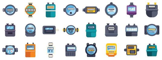 Gas meter icons measuring energy consumption displaying usage data vector