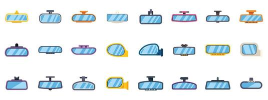Car rearview mirror icons showing different shapes and colors vector