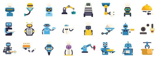 Cooking and serving robots automating food preparation and delivery vector