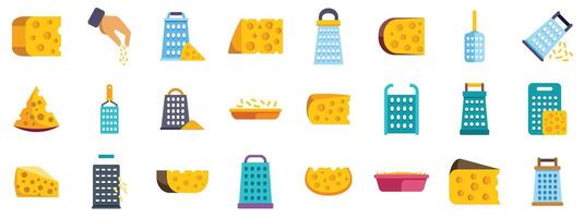 Grated cheese and cheese graters, various illustrations for culinary projects vector