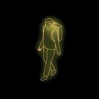 Deliveryman walking with thermal bag in isometric view vector