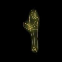 Programmer working with laptop neon sign on black background vector