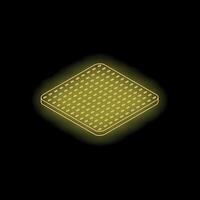 Neon yellow waffle iron showing heating surface in isometric view vector
