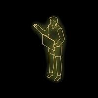 Coach holding empty board explaining game strategy with neon light vector
