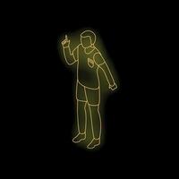 Soccer referee pointing upwards with index finger during night game vector