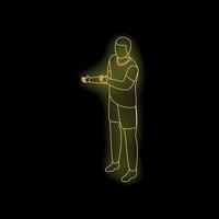 Neon light representing young man explaining something with hand gestures vector