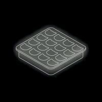 Ice cube tray making cat shaped ice cubes glowing on dark background vector