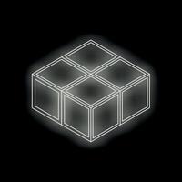 Glowing cube grid forming complex three dimensional structure on black background vector