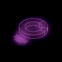 Glowing neon purple pie chart representing market share and financial data analysis vector