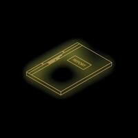 Glowing neon report document icon on dark background vector