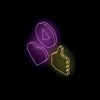 Neon like, heart and play button showing social media engagement vector