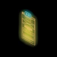 Glowing neon ab testing webpage on black background vector