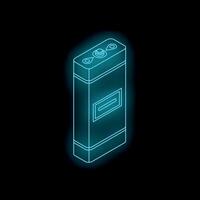 Glowing neon battery icon on dark background representing power and energy vector