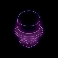 Bright purple neon light showing atomic bomb exploding with shockwave expanding vector