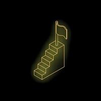 Flag waving on top of illuminated staircase symbolizing success vector