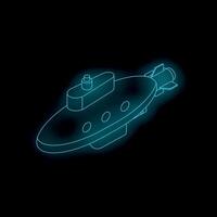 Neon submarine exploring ocean depths with missile attached vector