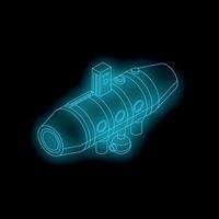 Futuristic glowing bathyscaphe exploring deep ocean depths vector