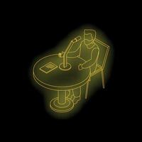 Radio host broadcasting live on air in neon style vector