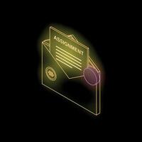 Neon assignment notification being sent by email with a seal vector