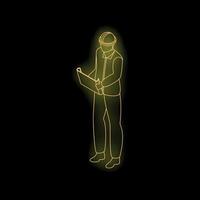 Engineer taking notes on a clipboard with glowing neon effect vector