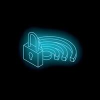Padlock securing wireless network symbolizing internet security vector