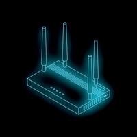Bright glowing router providing wireless internet connection vector