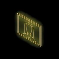 Glowing neon yellow call on smartphone screen on black background vector